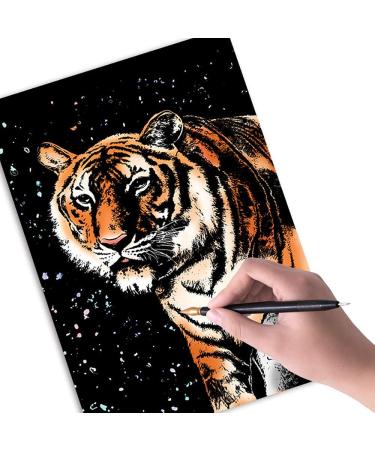 Rainbow Scratch Art Paper Set for Kids & Adults - Animal World Theme - 8 Sheets & 6 Tools Included - Buy Online on GoSupps.com