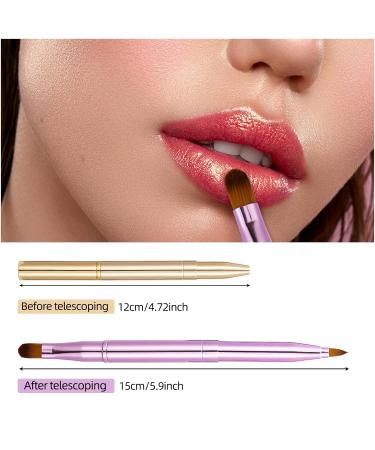 Premium Retractable Lip Brush - Dual-Ended Lipstick Applicator & Liner Brush in Pink + Gold | Perfect for Lip Scrubs & Gloss - Buy Online on GoSupps.com