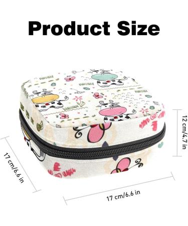 GIAPB Period Bag | Sanitary Napkin Storage Pouch | Period Travel Makeup Bag | Cartoon Cow Butterfly Flower Print - Color4631 - Buy Online on GoSupps.com