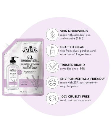 J.R. Watkins Lavender Gel Hand Soap Refill Pouch - 34 fl oz (2 Pack) | Made in USA, Cruelty-Free for Bathroom or Kitchen - Buy Online on GoSupps.com