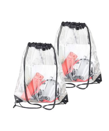 2 Pieces Clear Drawstring Bags, Waterproof Small Clear Bag for Stadium Colleges Sport Event Work Concert Security Approved