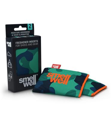 SmellWell Odor Eliminator + Shoe deodorizer (2 Pack| 100g) Activated Bamboo Charcoal + Minerals - Air Purifying Bags - Natural Freshener Inserts for shoes, bags, gloves and more 2 Pack Original (2x 50g) Scented - Camo Green
