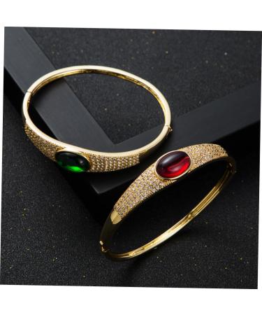 Shop Solustrious Microg-Paved Zirconia Bracelet for Women | Vintage Gemstone & Gold-Plated Copper Bangle - Buy Online on GoSupps.com