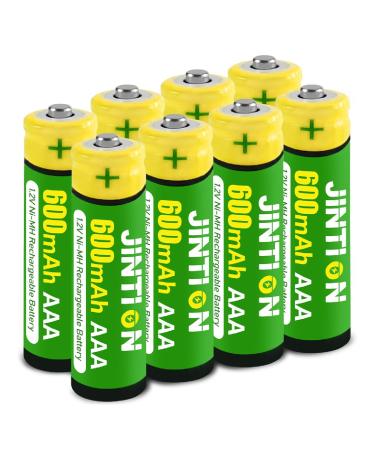 JINTION Rechargeable AAA Batteries NiMh 600mAh Rechargeable 1.2v AAA Battery for Solar Garden Landscaping Outdoor Solar Lights String Lights Pathway Lights 8 Pack