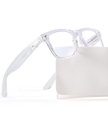 ABEJOJO Oversized Reading Glasses for Women Men Blue Light Blocking Computer Readers Spring Hinge Clear 3.5 x