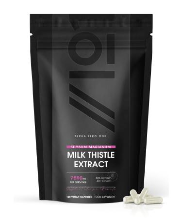 Milk Thistle Extract - 7 500mg per Capsule 80% Silymarin Content - Non GMO Gluten Free Halal - 120 Vegan Capsules 7500mg