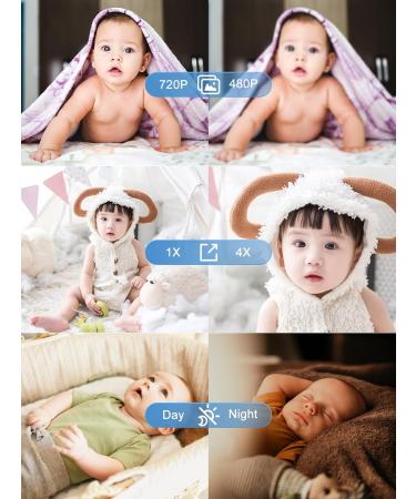 Vsifehso Babyphone with Camera - 5 Baby Monitor 720p Two-Way Audio Night Vision Temperature Monitoring Lullaby Alarm - International Shipping Available - Buy Online on GoSupps.com