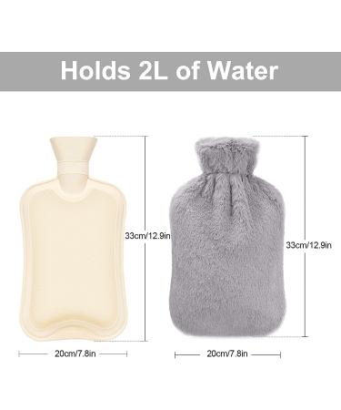 Buy Opamoo 2L Hot Water Bottle with Fluffy Cover for Pain Relief | Ideal for Adults & Children - Gray - Buy Online on GoSupps.com