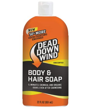 Dead Down Wind Body & Hair Soap | 22 oz Bottle | Unscented | Hunting Accessories | Gentle Body Wash & Shampoo For Odors | Safe for Sensitive Skin