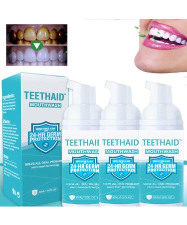 Teethaid Mouthwash 24h Teethaid Mouth Wash Teethaid Mundspulung Teethaid Mundsinung Tartar Deforing Teethaid Whitening Foam Whiten Your Teeth Eliminate Bad Breath (3PCs)
