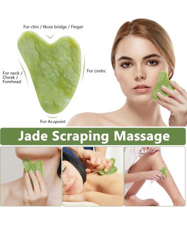 Jade Roller Set & Gua Sha Stone Massage - Natural Anti-Aging Face Tools & Mask Brushes for Radiant Skin - Buy Online on GoSupps.com