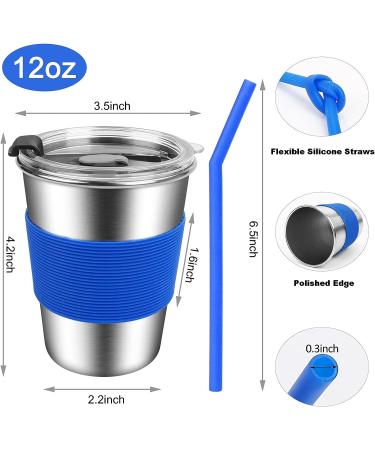 Vermida Kids 12oz Stainless Steel Cups with Straws and Lids - Spill Proof Tumbler for Toddlers - Metal Sippy Cups for School and Outdoor Activities - Green/Orange/Blue (Pack of 3) - Buy Online on GoSupps.com