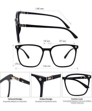 GUDVUE Oversized Blue Light Glasses Computer Reading/Gaming/Phones Glasses Anti Glare/UV400/Eye Strain Large Square Frame Black - Buy Online on GoSupps.com