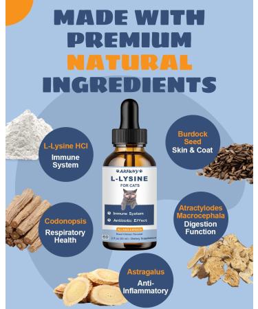 SANTKOL L-Lysine Supplement for Cats 60ML Lysine for Feline Respiratory Sneezing Runny Nose Eye Function & Cat Lysine Powder Support Immune System Respiratory Eye Health - Buy Online on GoSupps.com