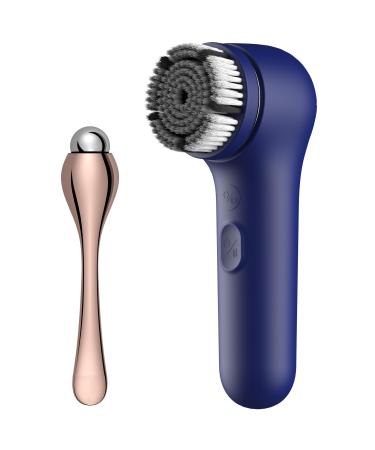 Face Scrubber N graCoola 3.0 Facial Cleansing Brush Waterproof & Rechargeable Face Scrub Brush for Men& Women Electric Facial Exfoliator with 3 brushes 3 Intensities 2 Modes with Eye Rollor-Azure