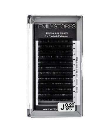 EMILYSTORES Lash Extensions 0.20mm Thickness J Curl Mixed 8-14mm Sizes Length Individual Volume Natural Looking Eyelashes For Eyelash Extensions(0.20 J Mixed 8-14mm)