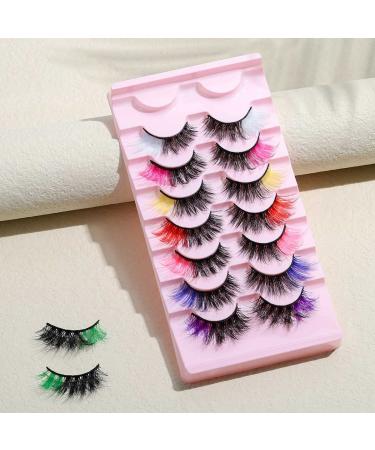 Uranian Colored 8D Russian False Eyelashes - 8 Pairs of Fluffy Faux Mink Lashes for Women & Girls | Colorful Extension EyeLashes for Volume & Drama - Buy Online on GoSupps.com