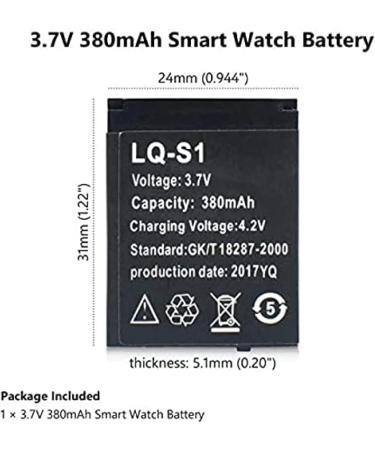 Smart Watch Battery Lq-S1 3.7v 380mah Lithium Ion Polymer Smart Watch Dz09 Rechargeable Battery 1 Pcs - Buy Online on GoSupps.com