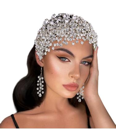 HP376 Silver Rhinestone Wedding Headpiece for Women Handmade Bridal Headband Hair Accessories ( Headwear)