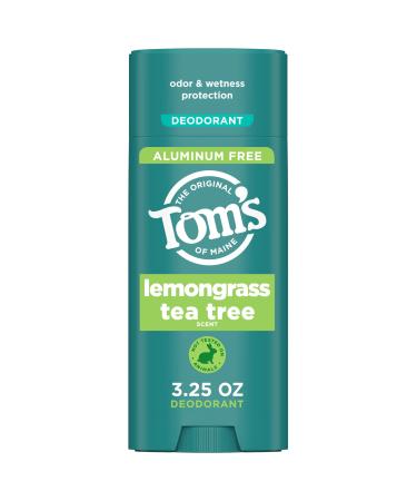 Tom s of Maine Lemongrass Tea Tree Aluminum Free Natural Deodorant For Women & Men | Goes on Clear | Odor & Wetness Protection | Naturally Derived and Moisture-Locking Ingredients | 3.25 oz Lemongrass Tea 3.25 Ounce (Pack of 1)