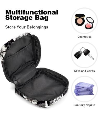 Black Death Skull Flower Sanitary Napkin Storage Bag Feminine Menstrual Cup Pouches Nursing Pad Holder Tampon Bags Portable Period Bag for Women Teen Girls 1Pcs Multi-colored 12 - Buy Online on GoSupps.com