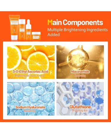 mercham Skincare Set Gifts for Teenage Girls-Vitamin C Serum for Womens Gift Sets Includes Cleanser-Toner-Serum-Face Cream Moisturizing & Brightening Facial Kit Preppy Skincare Set - All Skin Types - Buy Online on GoSupps.com
