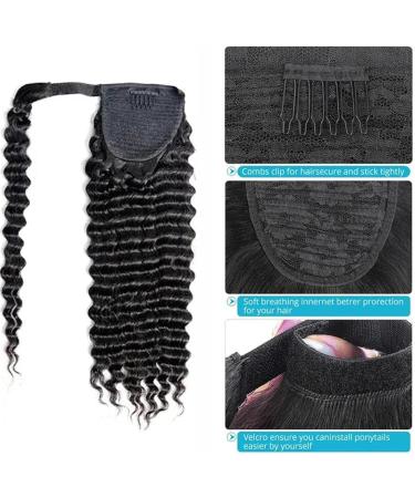 Human Hair Ponytail Hair Piece Deep Wave Wrap Around Pony Tail Clip In Wave Curly Hair Extensions 8-24" Brazilian Human Hair Ponytails Hairpiece for Black Women Ponytail Hairpiece for Women (Color 10inches Wrap Around Ponytail - Buy Online on GoSupps.com
