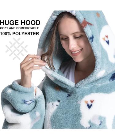 AUUNER Oversized Wearable Blanket Hoodie - Long Flannel Sweatshirt with Giant Pocket | One Size for Women, Men, Teens - Bear-140cm - Buy Online on GoSupps.com