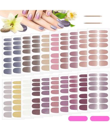 20 Sheets Full Wraps Nail Polish Stickers Kalolary Nail Strips with 2PCS Nail File for Nails Art Gel Nail Polish Strips Stickers Self-Adhesive Press on Nail Polish Fingernail Stickers for Women Girls