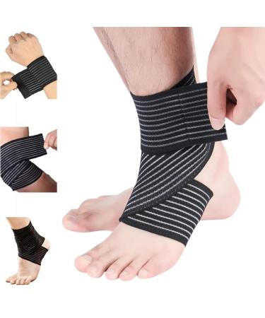 High-Elastic Breathable Ankle Brace for Men & Women | Adjustable Compression Wrap for Plantar Fasciitis Sprain & Joint Pain Relief - Ideal for Sports - Black - Buy Online on GoSupps.com
