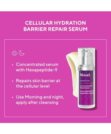 Murad Cellular Hydration Barrier Repair Serum - Hydrating Face Serum Repairs Lipid-Depleted Skin Barrier- Hexapeptide-9 Bilberry and Hyaluronic Acid Delivers Stronger Healthier Skin 1 Ounce (Pack of 1) - Buy Online on GoSupps.com
