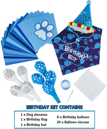 TCBOYING Dog Birthday Bandana and Hat Set - Cute Doggie Party Decorations (Blue) - Buy Online on GoSupps.com