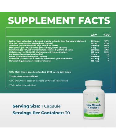 Seeking Health Trace Minerals Complex II - 30 Capsules | Iodine & Zinc Supplement for Healthy Energy, Skin, Hair & Nails - Buy Online on GoSupps.com