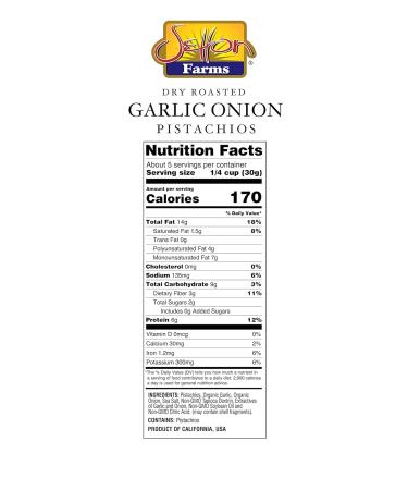 Setton Farms Naturally Seasoned Pistachio Kernels Garlic Onion No Shell Pistachios Certified Non-GMO Gluten Free Vegan and Kosher 5 oz Resealable Pouch - Buy Online on GoSupps.com