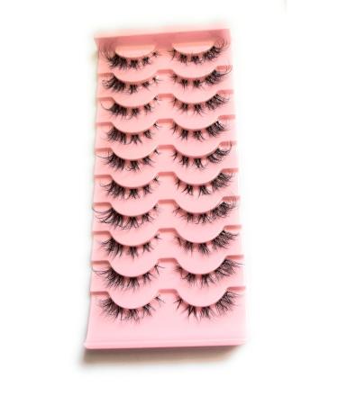 10 pairs Cats eye lashes Faux Mink False Eye Lashes D-Curl Fluffy and Wispy Ultra Soft Premium Sweat and Water Resistant Feather Light Enhancing Beauty and Confidence (5D-A11)