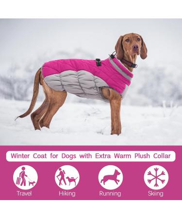 Kuoser Waterproof Dog Coat - Warm Fleece-Lined Jacket for Small & Medium Dogs | Cozy Reflective Winter Vest in Pink - Buy Online on GoSupps.com