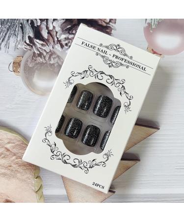 Premium Halloween Press on Nails - Short Black & Purple Ghost & Bat Designs - Full Cover 24 Pcs Easy Glue-On Nails for Women - Buy Online on GoSupps.com