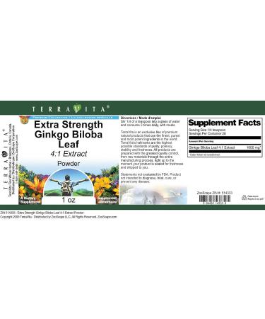 Extra Strength Ginkgo Biloba Leaf 4:1 Extract Powder (1 oz ZIN: 514333) - 3 Pack - Buy Online on GoSupps.com