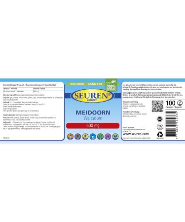 Seuren Nutrients Hawthorn 600 mg - 100 Capsules - Buy Online on GoSupps.com