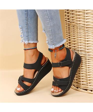 Lausiuoe Women's Arch Support Sandals for Plantar Fasciitis - Orthotic Flip Flops 8.5 W-Black - Buy Online on GoSupps.com
