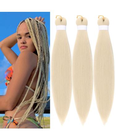 Blonde Pre stretched Brainding Hair Box Braids Kanekalon Braiding Hair Extension Human Hair 26 inch Pack of 3 Blonde