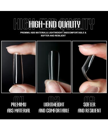Michelle 504pcs Long Square False Nails Tips - Pre-shaped Gel Nail Tips for Acrylic Extensions - DIY Nail Salon at Home - Buy Online on GoSupps.com
