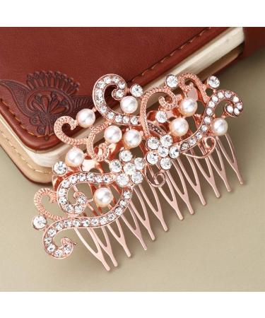 Lurrose Bridal Veil Wedding Hair Side Comb Vintage Bridal Hair Comb Hair Pieces Hair Accessory for Women (Rose Gold) Bridal Hair Clip - Buy Online on GoSupps.com