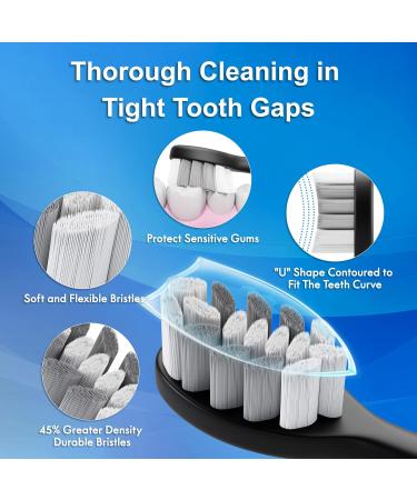 Sonic Electric Toothbrush for Adults & Kids - 10 Brush Heads Travel Case 15 Modes 90 Days Battery - 42 000 VPM Motor (Black - Buy Online on GoSupps.com