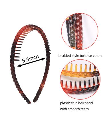 XIMA 12PCS Plastic Hair Comb Headbands for Women - Non slip Braided Thin Hair Band with Teeth - Hair Loops Accessories for Girls - Buy Online on GoSupps.com