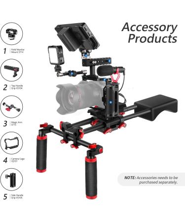 Neewer Camera Shoulder Rig Film Making Kit for DSLR & Camcorder | Soft Rubber Shoulder Pad, Dual Hand Grips | Canon/Nikon/Sony Compatible | Red + Black - Buy Online on GoSupps.com