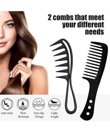 2 Pcs Wide Tooth Shark Hair Comb for Curly Thick Hair - Black - Buy Online on GoSupps.com