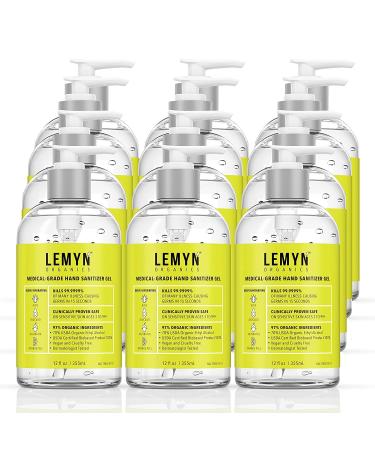 Lemyn Organics Medical Grade Hand Sanitizer Gel - 97% ORGANIC - 12 FL.OZ. (PACK OF 12)