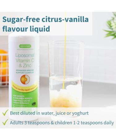 High Absorption Liposomal Vitamin C 1000mg & Zinc Bisglycinate Liquid Immune Support | Sugar-Free Citrus Vanilla Flavour | Adults & Kids | Igennus - Buy Online on GoSupps.com
