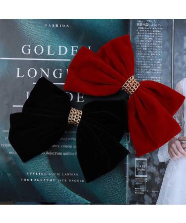 Cimenexe Bohemian Ribbon Bow Hair Clips Black Velvet Bow Hair Clip Big Velvet Ribbon Bow Tie Hair Clip Barrettes Retro Black Satin Bow Hair Clip Bow Winter Decorative Hair Accessories for Women - Buy Online on GoSupps.com